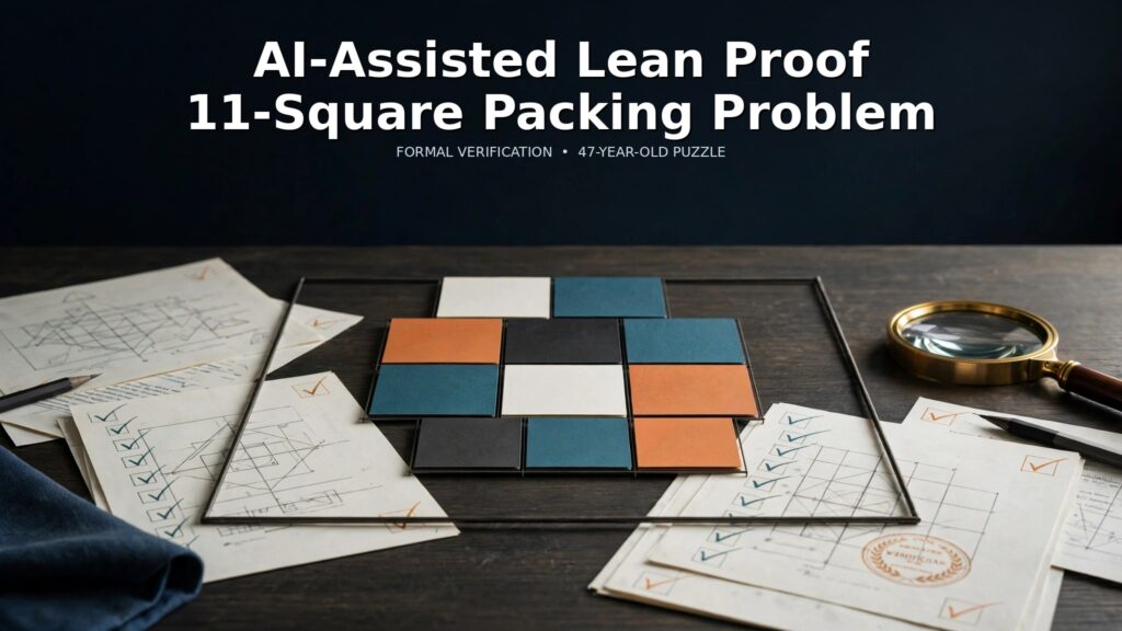 AI-Assisted Lean Proof Eleven Square Packing