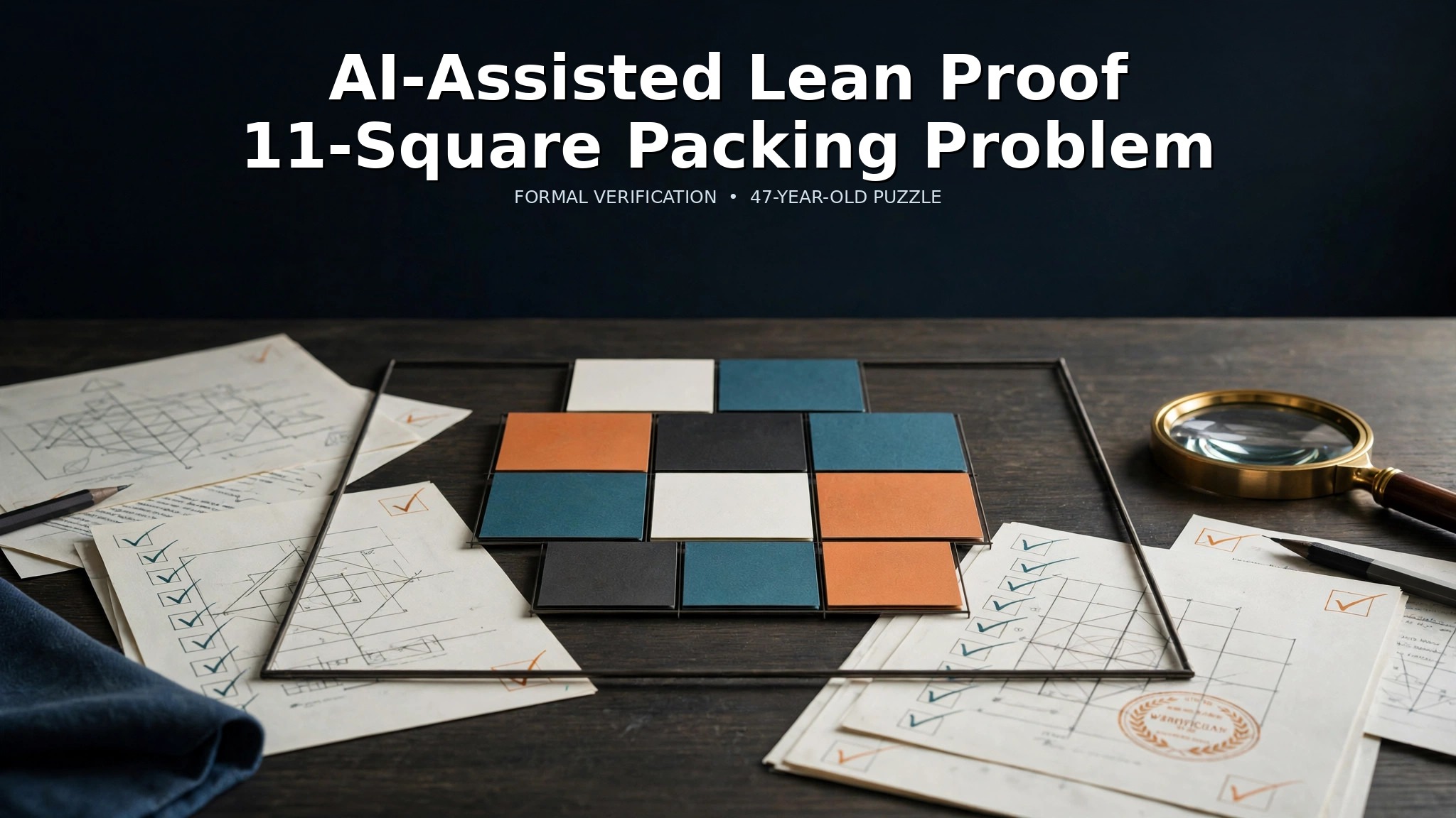 AI-Assisted Lean Proof Eleven Square Packing