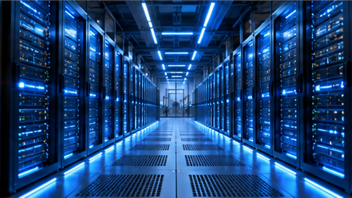 Editorial conceptual illustration illustrating Foxconn Revenue Jumps as AI Server Demand Drives Record Growth.
