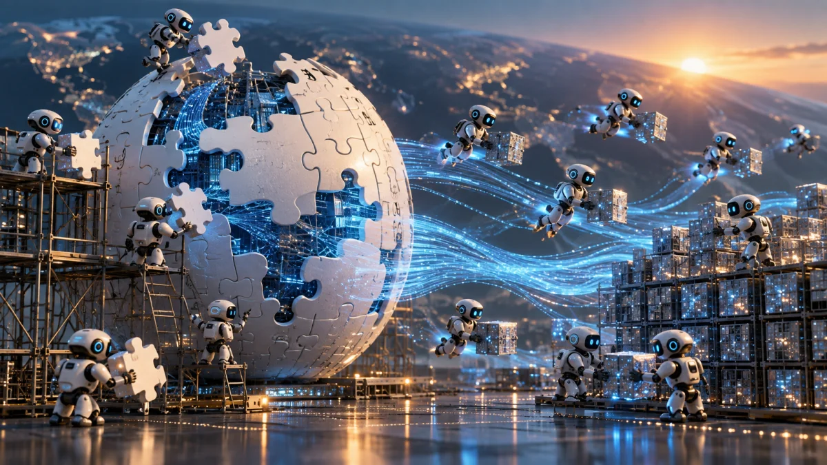 Editorial conceptual illustration illustrating Wikimedia Says ‘Rogue’ OpenAI Agents Made Unauthorized Edits and May Have Contributed to Wikidata Outage.
